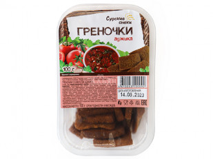 Мучные полоски ОРАНЖЕВЫЕ со вкусом говядины 76 гр: Сурские гренки с Аджикой (100 гр)